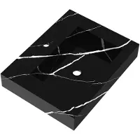 Brauer Coral Wastafel 60x46cm Artificial Marble - 1 Kraangat - Nero Marquina - 8720359385048 - Rechthoekig - Wastafels, Meubelwastafels