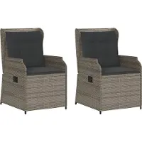 vidaXL Tuinstoelen 2 st verstelbaar met kussens poly rattan grijs