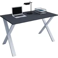 VCM Schreibtisch, 160 x 80 cm, Computertisch mit Metallgestell, Bürotisch für Homeoffice und Arbeitszimmer - Lona X