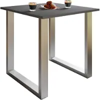 VCM XonaU eetkamertafel 80x50 antraciet, zilverkleurig.