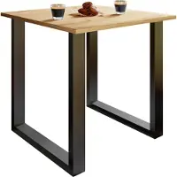 VCM Houten tafel | H. 76 x B. 80 x T. 80 cm|Hoogwaardige en solide voetsteun | IJzeren voeten | Keukentafel - Xona U