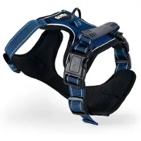 Lionto anti-trek hondentuig, verstelbaar, reflecterend & ademend, blauw L