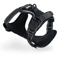 Lionto anti-trek hondentuig, verstelbaar, reflecterend & ademend, zwart M