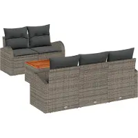 vidaXL Tuinbank Set 6 st Grijs poly rattan