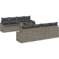 vidaXL Tuinset, 9-delig, grijs, polyrotan