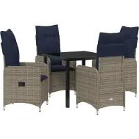 vidaXL Tuin Eettafel Set 5 st Zwart poly rattan