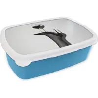MuchoWow Broodtrommel Blauw - Lunchbox Hak - Wijn - Minimalistisch - Zwart - Brooddoos 18x12x6 cm - Brood lunch box - Broodtrommels voor kinderen en volwassenen