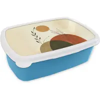 MuchoWow Broodtrommel Blauw - Lunchbox Planten - Abstract - Vormen - Brooddoos 18x12x6 cm - Brood lunch box - Broodtrommels voor kinderen en volwassenen