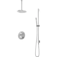 Hotbath Cobber IBS20A inbouw regendoucheset met staafhanddouche aan glijstang en 25cm ronde hoofddouche aan 30cm plafondarm chroom