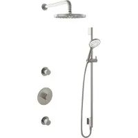 Hotbath Cobber IBS20 Inbouw Doucheset - 3-standen Handdouche - 25cm Hoofddouche - Wandarm - Glijstang - Geborsteld Nikkel - Messing - Kranen, - Kranen, Douchekranen, Douchesets, Inbouw douchesets