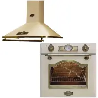 Kaiser - inbouwoven - afzuigkap - EH 6355 ElfEm inbouwoven + Wandafzuigkap A 9315 ELfEm - elektrisch - retro - zelfreinigend - 60cm - 67L - 8 functies - ivoor