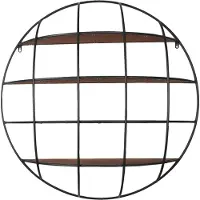 Clayre & Eef Wandrek 91x20 cm bruin ijzer hout rond muurrek