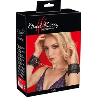 Bad Kitty - handboeien met ketting - zwart/rosegoud