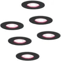 HOFTRONIC™ Set van 6 stuks smart WiFi dimbare RGBWW LED inbouwspots Bari zwart 5,5 Watt IP65 spuitwaterdicht