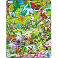 Larsen Vlinders – Puzzel – Dieren – Vlinders – Educatieve legpuzzel voor kinderen – 42 stukjes – Gemaakt in Noorwegen – Extra dikke 2,5 mm stukjes – Tray met vaste rand