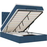 vidaXL Ottoman bed met matras 120x200cm stof blauw