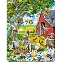 Selecta Play De imker bij de bijen – Puzzel – Dieren – Bijen en imker – Educatieve legpuzzel voor kinderen – 53 stukjes – Gemaakt in Noorwegen – Extra dikke 2,5 mm stukjes – Tray met vaste rand