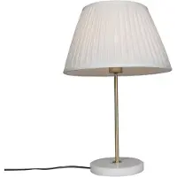 QAZQA Retro tafellamp messing met Plisse kap crème 35 cm - Kaso