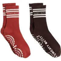 Sweaty Betty Sok Women Mid Length Ankle Gripper Sable Brown (2-Pack)-Schoenmaat 35 - 38