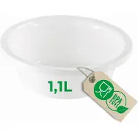 Novaliv Ronde Afwaskom 1,1L, D20 cm, Wit, BPA-vrij, Vaatwasserbestendig, Ideaal voor keuken en camping, kleine ronde kom, kleine plastic kom, kleine waskom, plastic kom