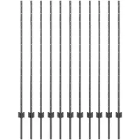 vidaXL ingegraven hekpalen 11 st Grijs 180 cm Gepoedercoat staal