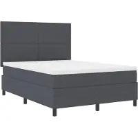 vidaXL Boxspring bed Donkergrijs en Wit 140 x 190 cm Corduroy stof