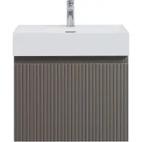 Guido Gusto Badkamermeubel Yuki 60cm mat grijs inclusief wastafel robuust glans wit met kraangat