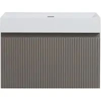 Guido Gusto Badkamermeubel Yuki 80cm mat grijs inclusief wastafel robuust glans wit zonder kraangat