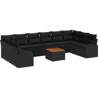 vidaXL Tuinbank Set 11 st Zwart poly rattan