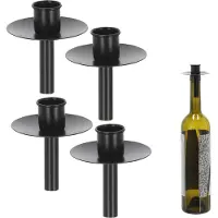 Novaliv 4X kaarsenhouder fles zwart ijzer kaarsenhouder fles opzetstuk voor kaarsen ca. 2cm zwarte fles kaarsenhouder stok kaarsen kaarsenhouder stok kaarsenhouder stok kaarsenmondstuk