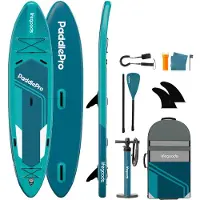 LifeGoods SUP Board Tandem - 2 Personen - 220 KG Draagkracht - 381 x 86 cm - Opblaasbaar - Compleet Sup pakket - Deep Aqua