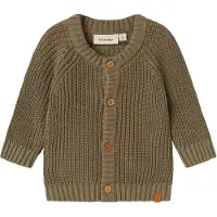 Lil´ Atelier Gebreid vest 'NMNEmlen' olijfgroen