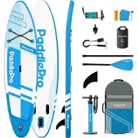 LifeGoods PaddlePro SUP Board Pro - Pro Set - Opblaasbaar Paddle Board - Max. 150KG - 320x81cm - Sky Blue