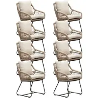 BUITEN living Portofino dining tuinstoel set van 8 | touw + aluminium | Sahara Dust 1 persoon