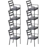 LUX outdoor living Cadiz dining tuinstoel set van 8 stapelbaar | aluminium | antraciet 1 persoon