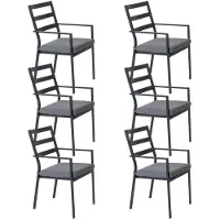 LUX outdoor living Cadiz dining tuinstoel set van 6 stapelbaar | aluminium | antraciet 1 persoon