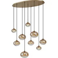 QAZQA Art Deco hanglamp goud met amberkleurig glas 9-lichts - Jia