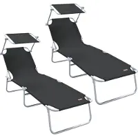 vidaXL Ligstoel 2 st Polyester Zwart
