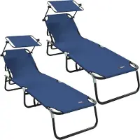 vidaXL Opvouwbare zonnebed 2 st oxford Blauw