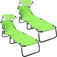 vidaXL Opvouwbare zonnebed 2 pcs Groen 190 x 57 x 81 cm oxford