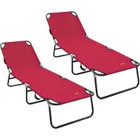 vidaXL Opvouwbare zonnebed 2 st Polyester Rood