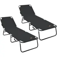 vidaXL Opvouwbare zonnebed 2 pcs Zwart 188 x 57 x 86,5 cm Polyester