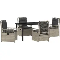 vidaXL Tuin Eettafel Set 5 pcs Lichtgrijs poly rattan