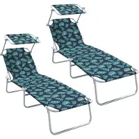 vidaXL Ligstoel 2 st Polyester Groen