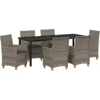 vidaXL Tuin Eettafel Set 7 st Grijs poly rattan