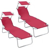 vidaXL Ligstoel 2 pcs Rood 58 x 188 x 77cm Polyester