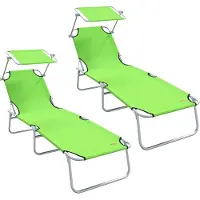 vidaXL - Ligstoel - 2 - st - Polyester - Groen