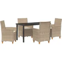 vidaXL Tuin Eettafel Set 5 st Beige poly rattan
