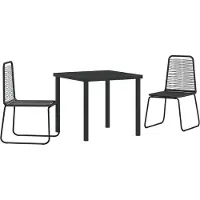 vidaXL Tuin Eettafel Set 3 st Zwart Gepoedercoat staal