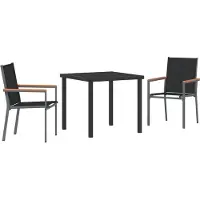 vidaXL Tuin Eettafel Set 3 st Zwart Poedergecoat staal